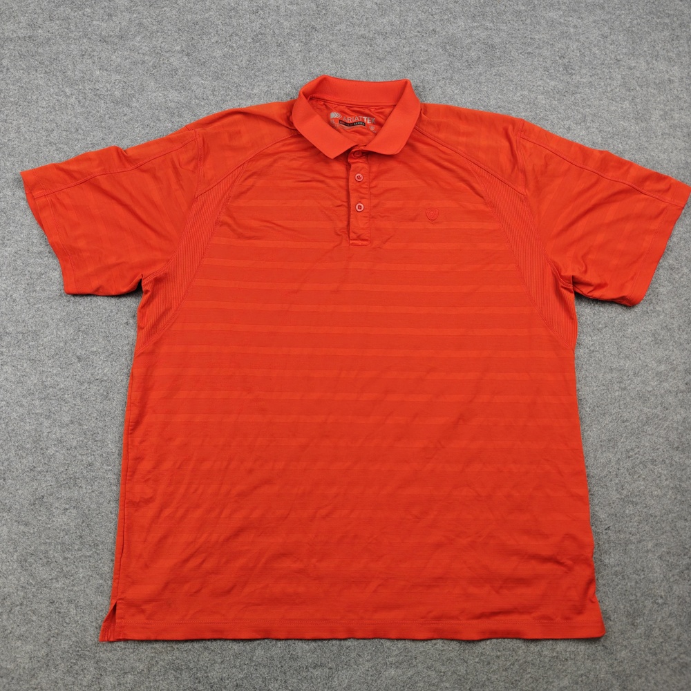 Ariat ARIATTEK Polo Shirt Mens XL Orange Polyester Spandex Heat Series
